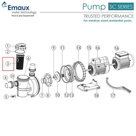 Корзина префильтра насоса Emaux SC (01111076) - размеры