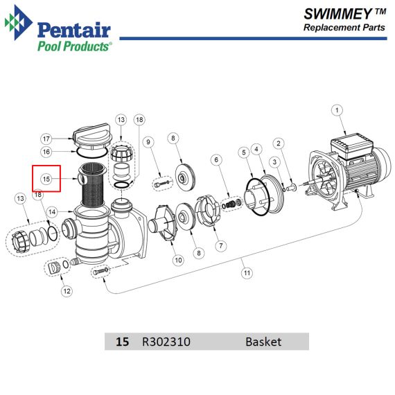 Кошик префільтра насоса Pentair Swimmey R302310 - схема