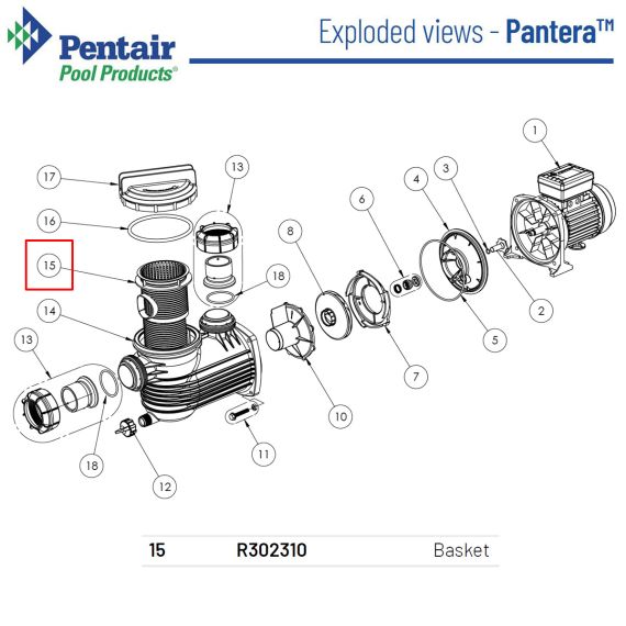 Кошик префільтра насоса Pentair Pantera R302310 - схема