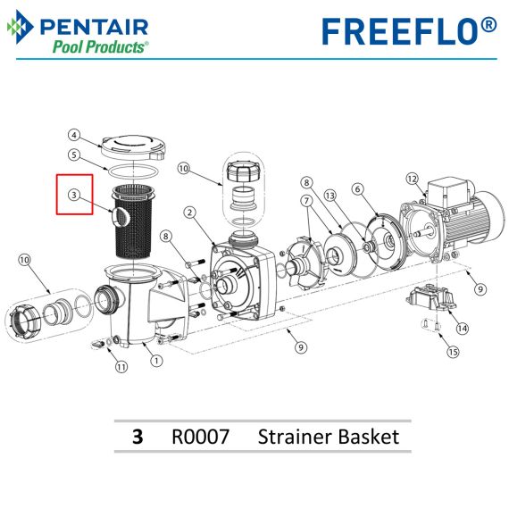 Корзина префильтра насоса Pentair FREEFLO FFL R0007 - схема
