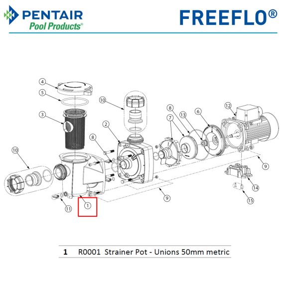 Корпус префильтра насоса Pentair FREEFLO FFL R0001 - схема