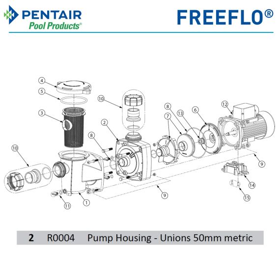 Корпус насоса (середня частина) Pentair FREEFLO FFL R0004 - схема