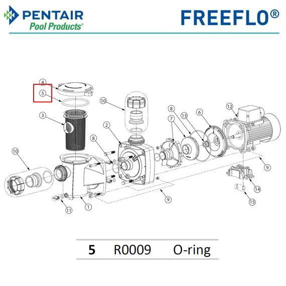 Ущільнювальне кільце насоса Pentair FREEFLO FFL R0009​ - схема