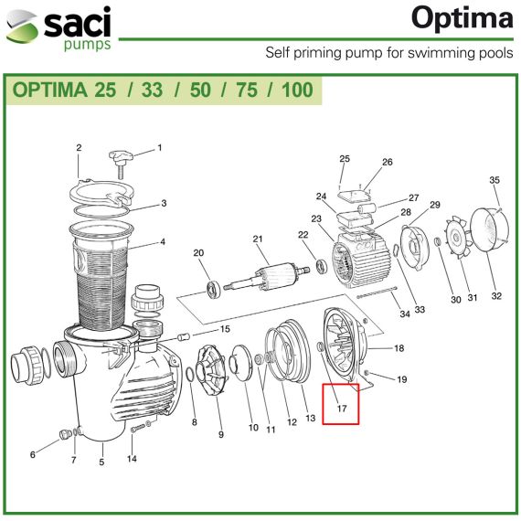 Захисне ущільнювальне кільце​ IP-55 насоса Saci Optima 92401051​​ - схема 1
