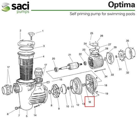 Захисне ущільнювальне кільце​ IP-55 насоса Saci Optima 92401051​​ - схема 2