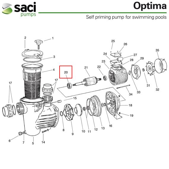 ​Подшипник двигателя насоса Saci Optima 92400116​ - схема 2