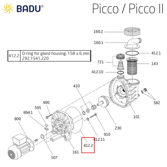 Ущільнювальне кільце Badu Picco / Picco II 292.1541.220​ - схема