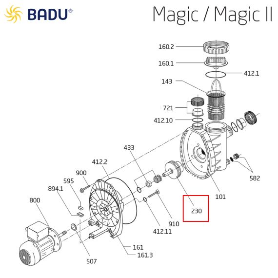 Крыльчатка насоса Badu Magic 6 292.1623.002 - схема