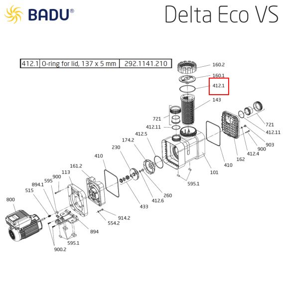 Уплотнительное кольцо насоса Badu Delta 292.1141.210 - схема