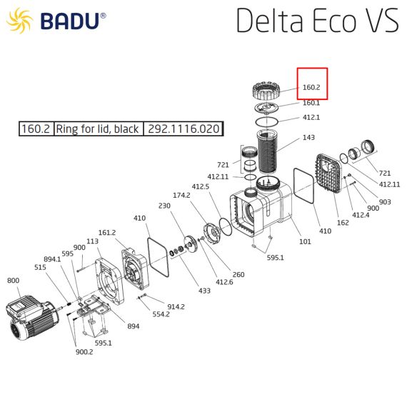 Гайка накидная насоса Badu Delta 292.1116.020 - схема