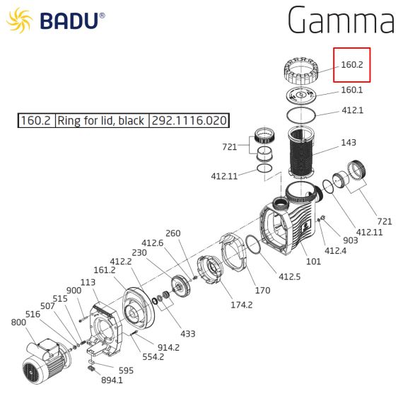 Гайка накидная насоса Badu Gamma 292.1116.020 - схема