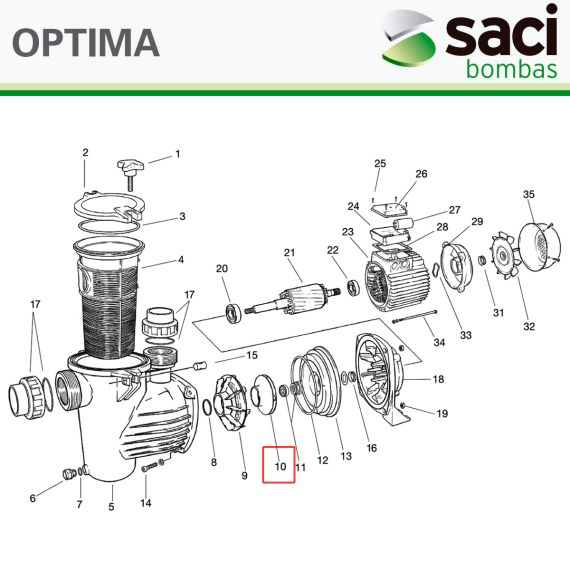 Крыльчатка насоса Saci Optima 50, 92401038 - схема